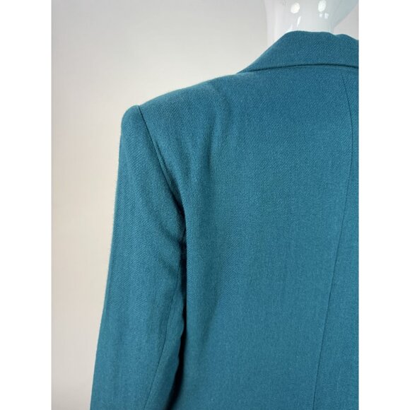 Joan Leslie Teal Wool Blend Blazer Womens Size 8P Made In El Salvador Single-But - Picture 13 of 16
